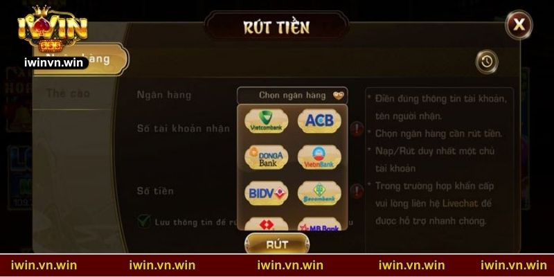 Khi rút tiền IWIN cần chú ý gì?